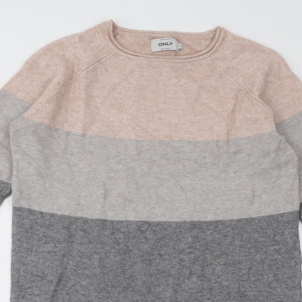 Only Womens Multicoloured Round Neck Acrylic Pullover Jumper Size S