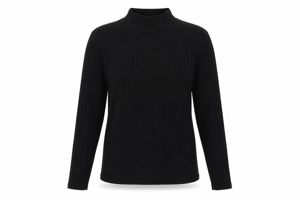 Nutmeg Womens Black Mock Neck Striped Acrylic Pullover Jumper Size 8