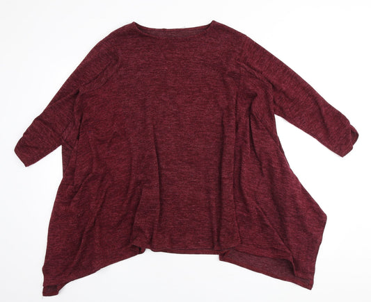 Preworn Womens Red Round Neck Polyester Pullover Jumper Size M - Waterfall
