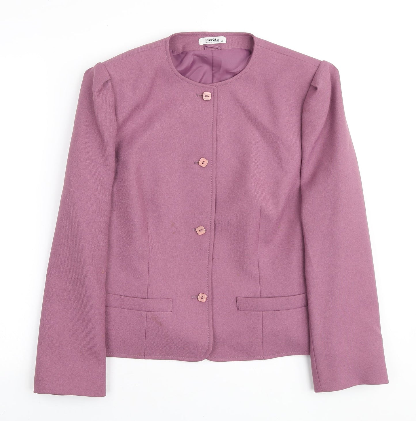 Dereta Womens Pink Polyester Jacket Blazer Size 16