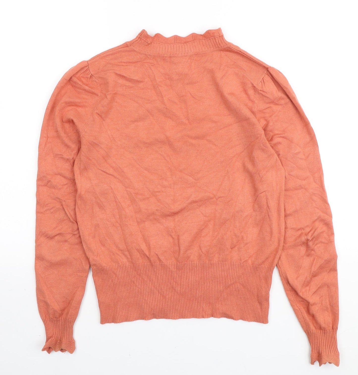 Oasis Womens Orange Mock Neck Viscose Pullover Jumper Size S