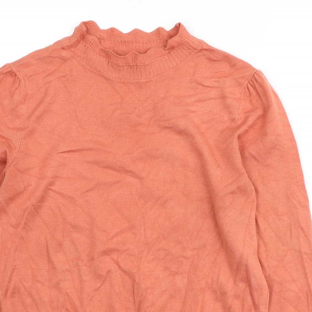 Oasis Womens Orange Mock Neck Viscose Pullover Jumper Size S