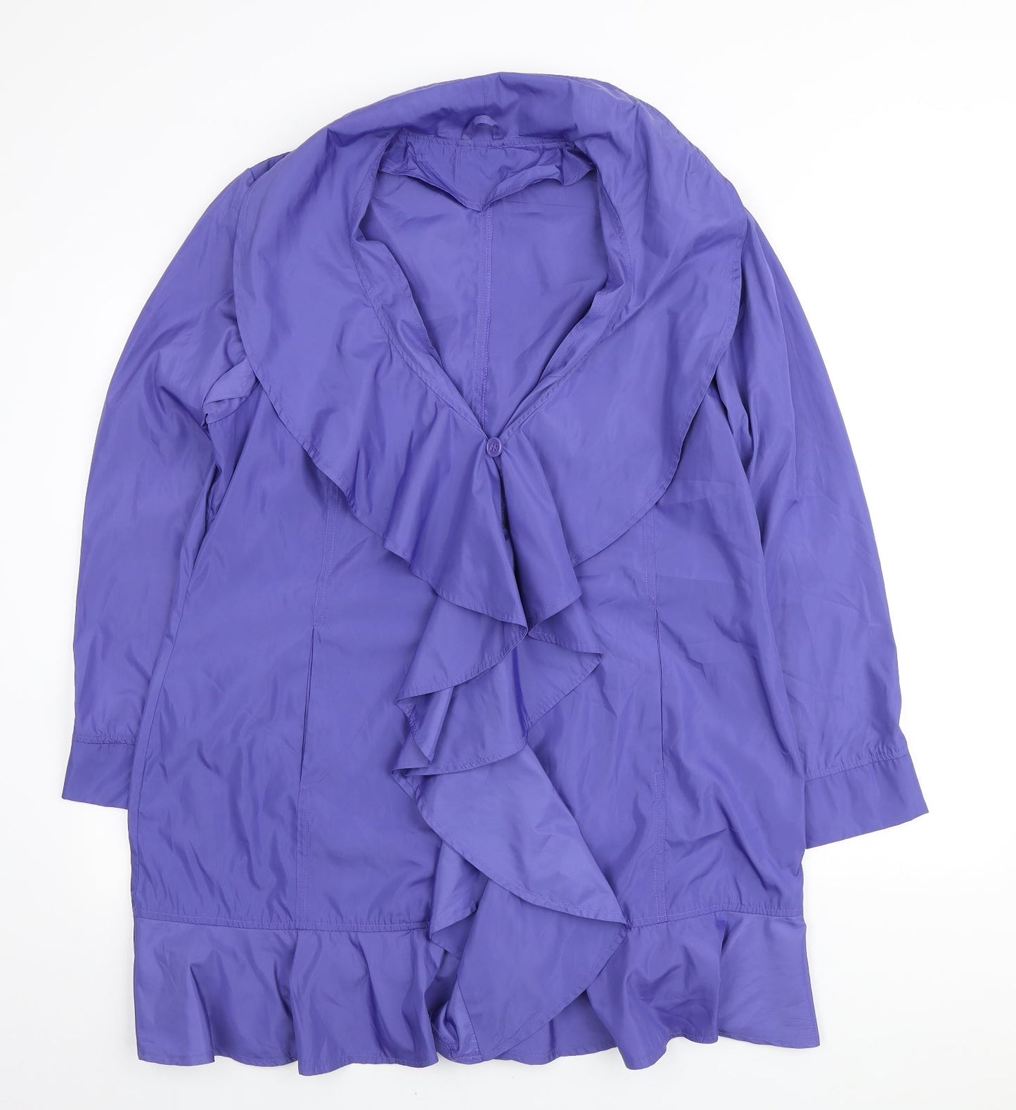 Being Casual Womens Purple Anorak Coat Size 16 Button - Ruffle Front