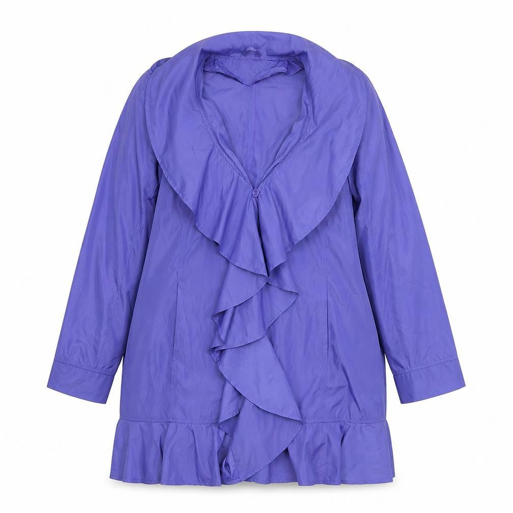 Being Casual Womens Purple Anorak Coat Size 16 Button - Ruffle Front