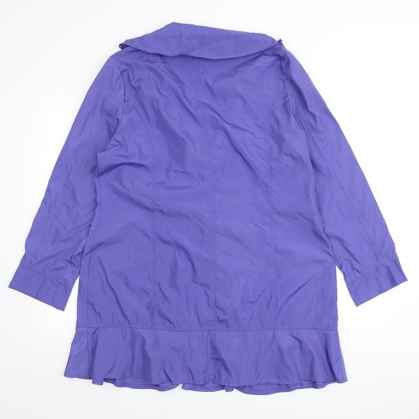 Being Casual Womens Purple Anorak Coat Size 16 Button - Ruffle Front