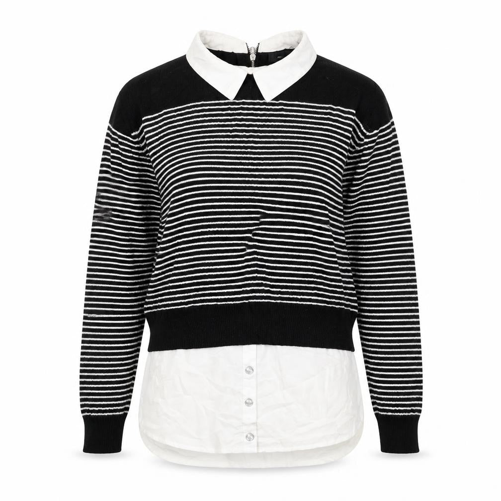 Atmosphere Womens Black Collared Striped Viscose Pullover Jumper Size 10