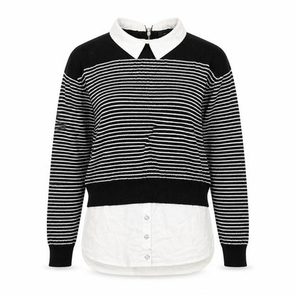 Atmosphere Womens Black Collared Striped Viscose Pullover Jumper Size 10