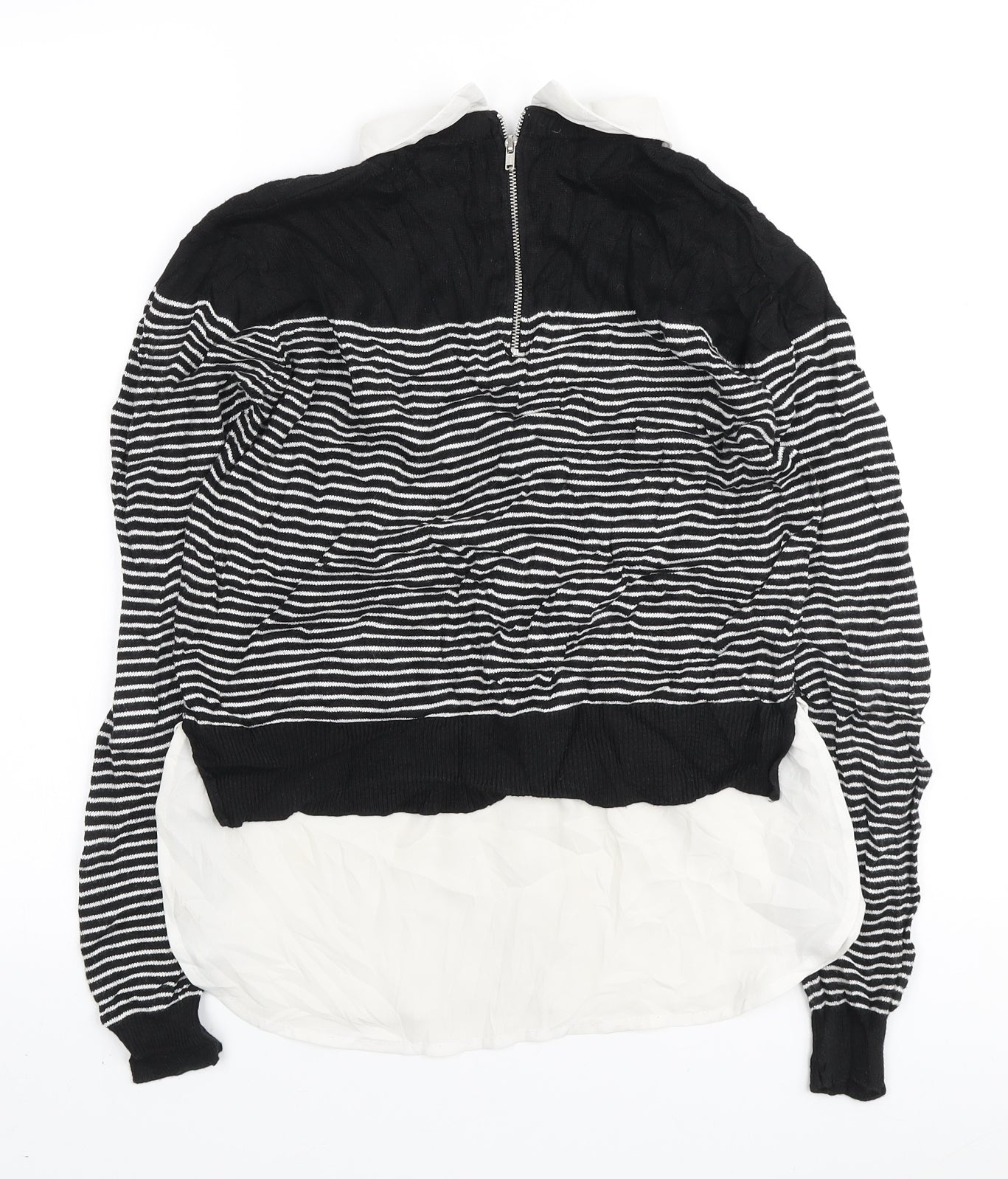 Atmosphere Womens Black Collared Striped Viscose Pullover Jumper Size 10