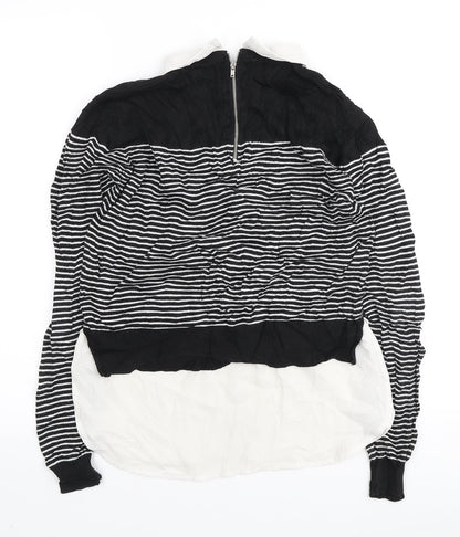 Atmosphere Womens Black Collared Striped Viscose Pullover Jumper Size 10