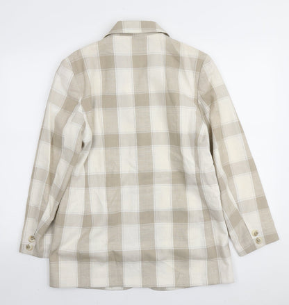 Classics Woman Womens Ivory Plaid Viscose Jacket Blazer Size 12