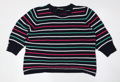 First Avenue Womens Multicoloured Round Neck Striped Polyester Pullover Jumper Size L