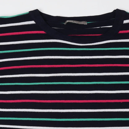 First Avenue Womens Multicoloured Round Neck Striped Polyester Pullover Jumper Size L