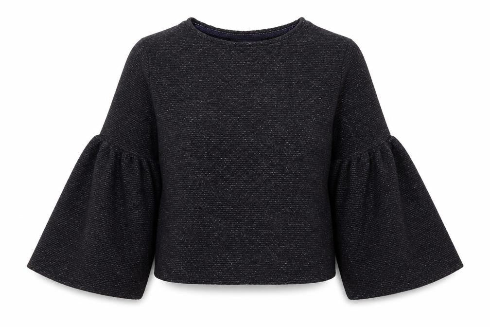 Marks & Spencer Womens Blue Boat Neck Acrylic Pullover Jumper Size 14 - Flared Sleeves