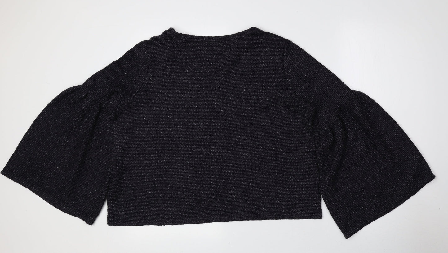 Marks and Spencer Womens Blue Boat Neck Acrylic Pullover Jumper Size 14 - Flared Sleeves
