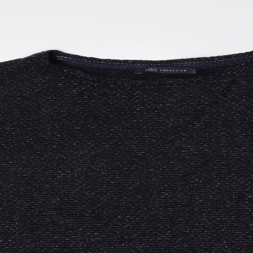 Marks and Spencer Womens Blue Boat Neck Acrylic Pullover Jumper Size 14 - Flared Sleeves