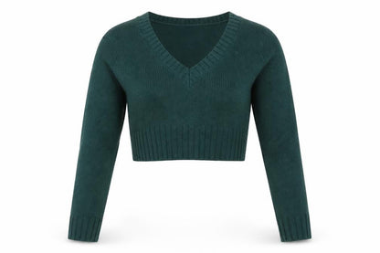 Divided Womens Green V-Neck Acrylic Pullover Jumper Size S