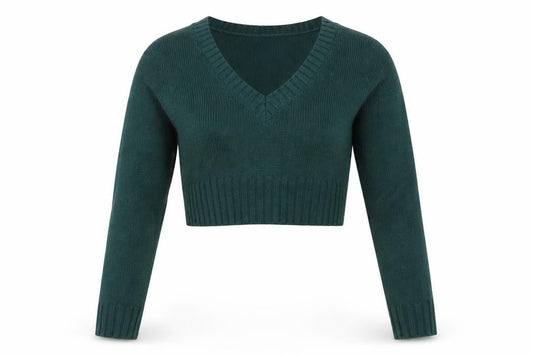 Divided Womens Green V-Neck Acrylic Pullover Jumper Size S