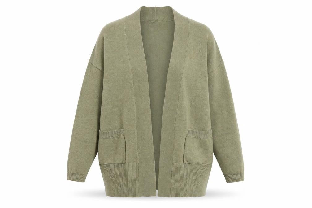 Preworn Womens Green V-Neck Cotton Cardigan Jumper Size S