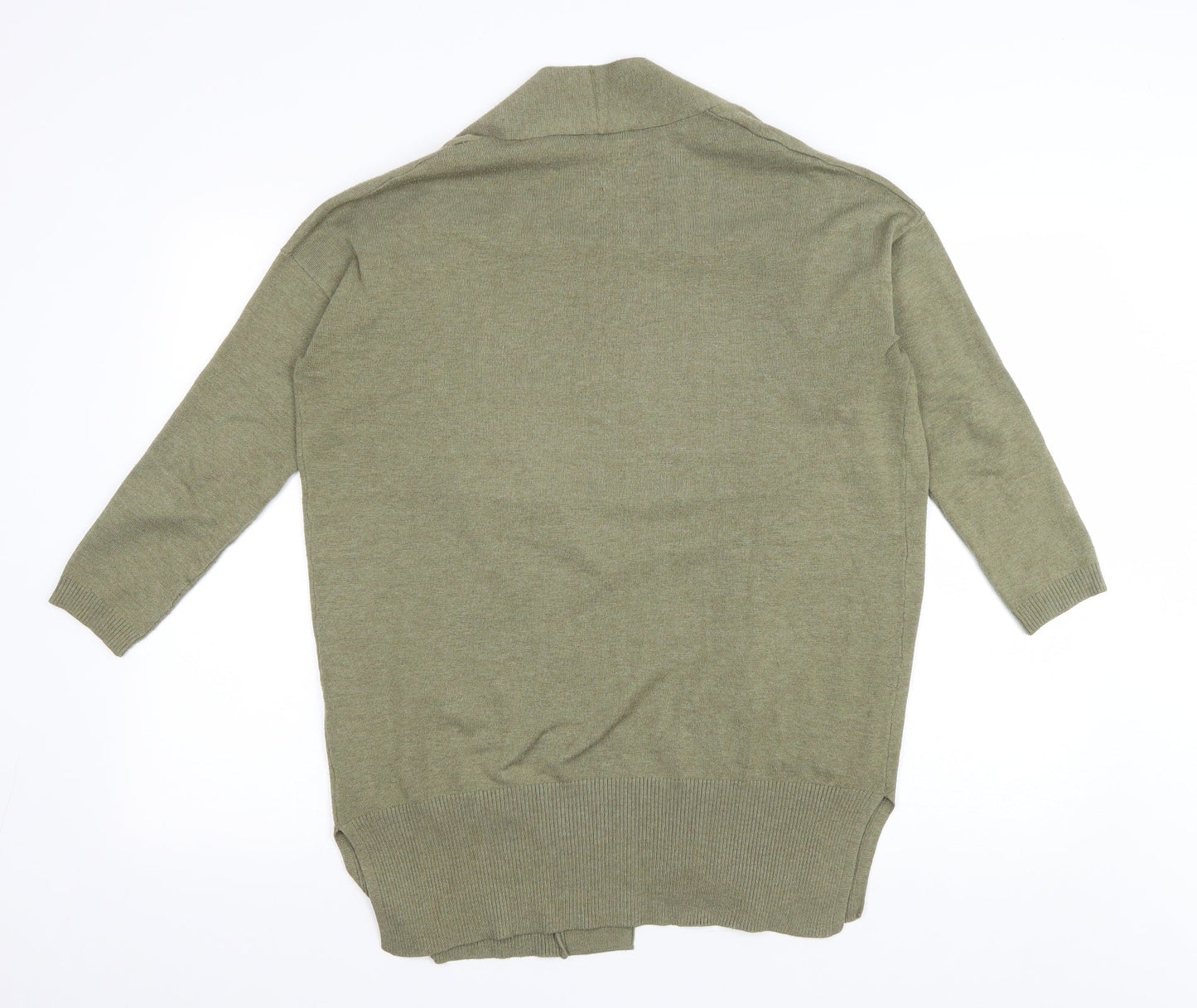 Preworn Womens Green V-Neck Cotton Cardigan Jumper Size S