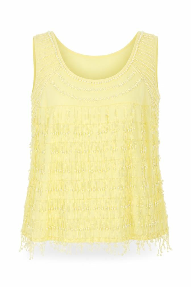 Joanna Hope Womens Yellow Polyester Basic Tank Size 14 Scoop Neck