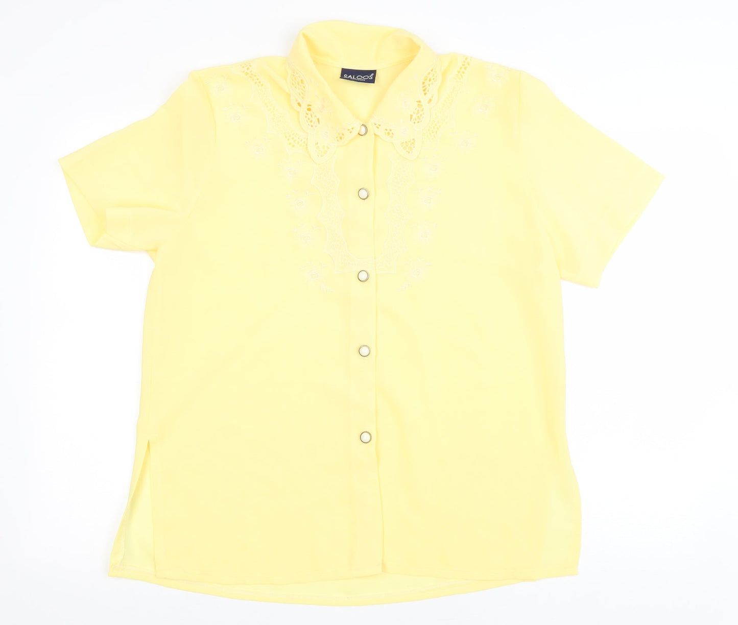 Saloos Womens Yellow Polyester Basic Button-Up Size 14 Collared