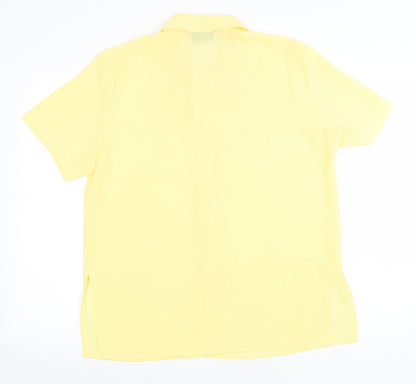 Saloos Womens Yellow Polyester Basic Button-Up Size 14 Collared