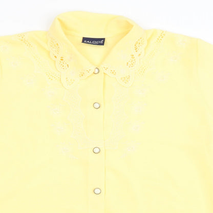 Saloos Womens Yellow Polyester Basic Button-Up Size 14 Collared