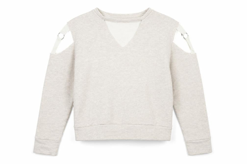 Boohoo Womens Beige Polyester Pullover Sweatshirt Size 8 Pullover - Keyhole neck