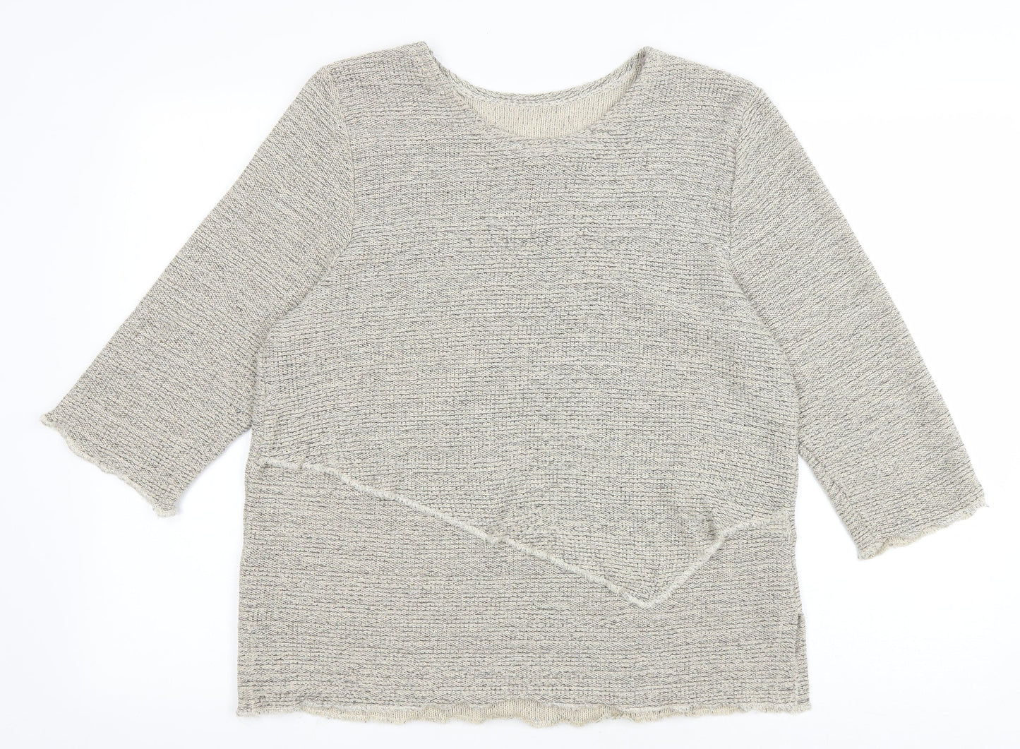 Preworn Womens Beige Collared Cotton Pullover Jumper Size XL