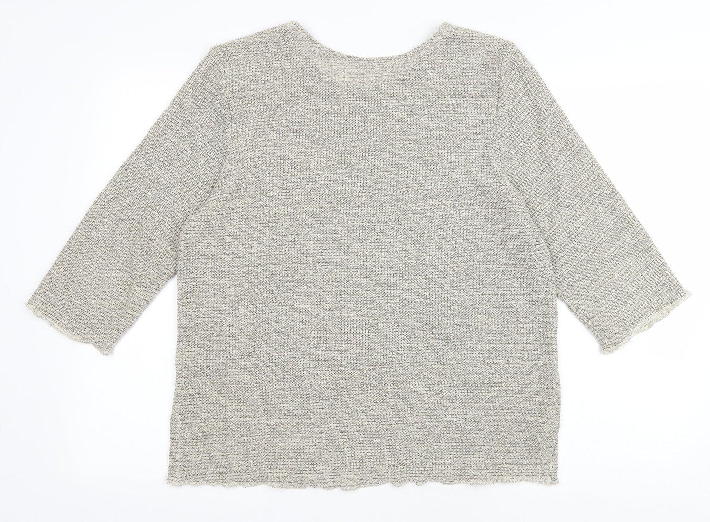 Preworn Womens Beige Collared Cotton Pullover Jumper Size XL
