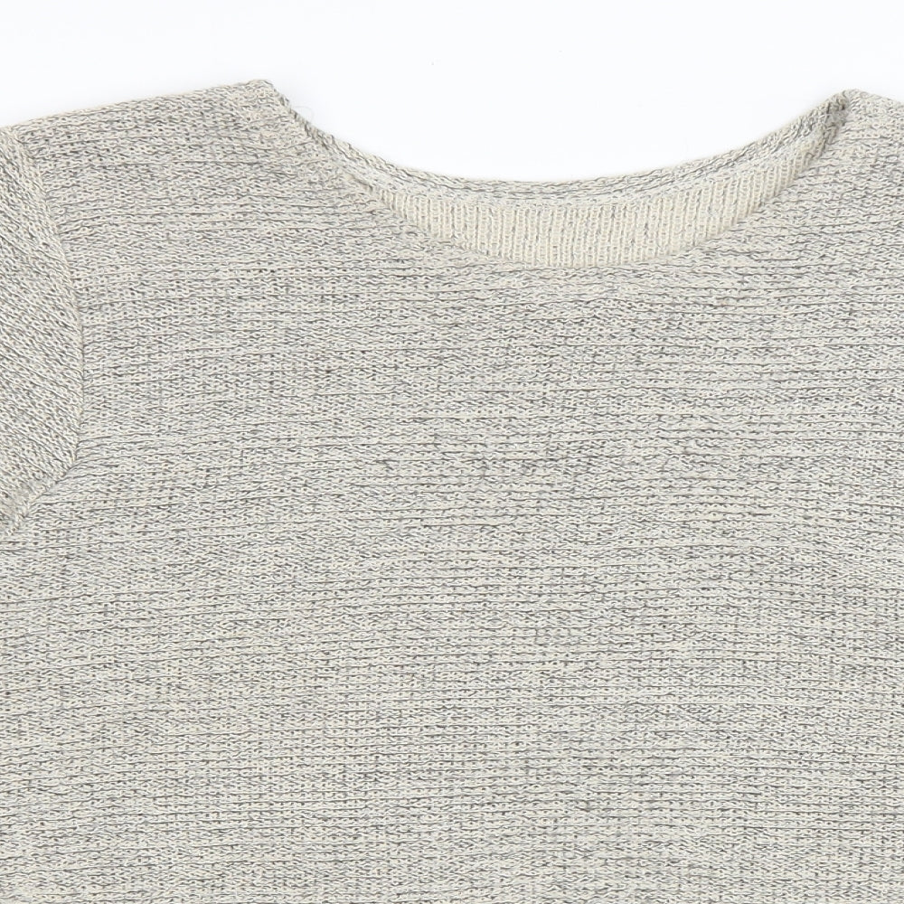 Preworn Womens Beige Collared Cotton Pullover Jumper Size XL