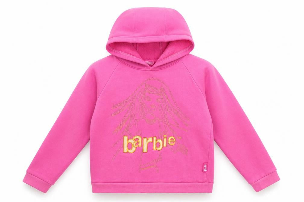 Smith & Brooks Girls Pink Polyester Pullover Hoodie Size 10 Years Pullover - Barbie