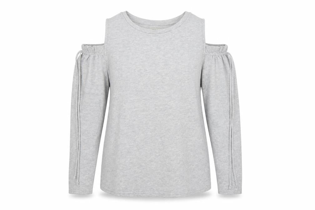 Papaya Womens Grey Polyester Pullover Sweatshirt Size 14 Pullover - Cold Shoulder