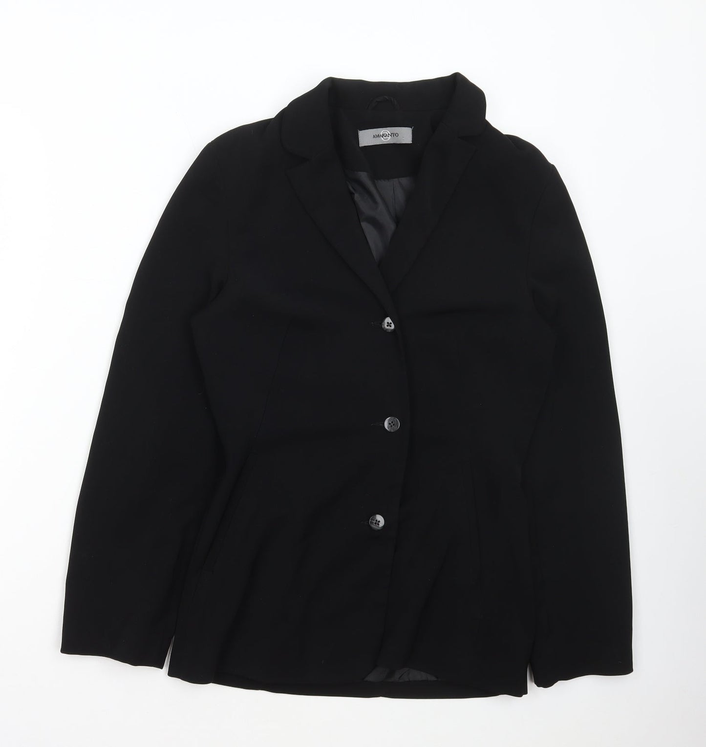 AMARANTO Womens Black Jacket Blazer Size 10 Button