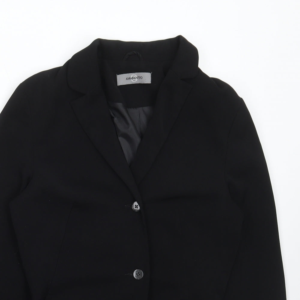 AMARANTO Womens Black Jacket Blazer Size 10 Button