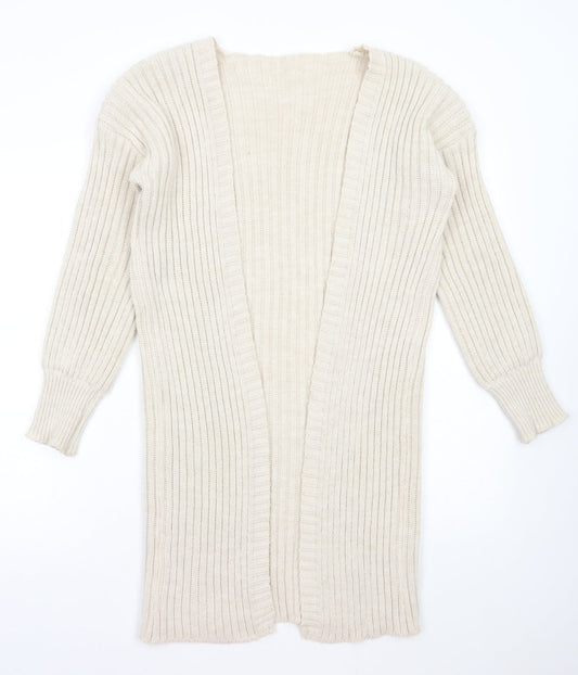 Preworn Womens Beige V-Neck Acrylic Cardigan Jumper Size S