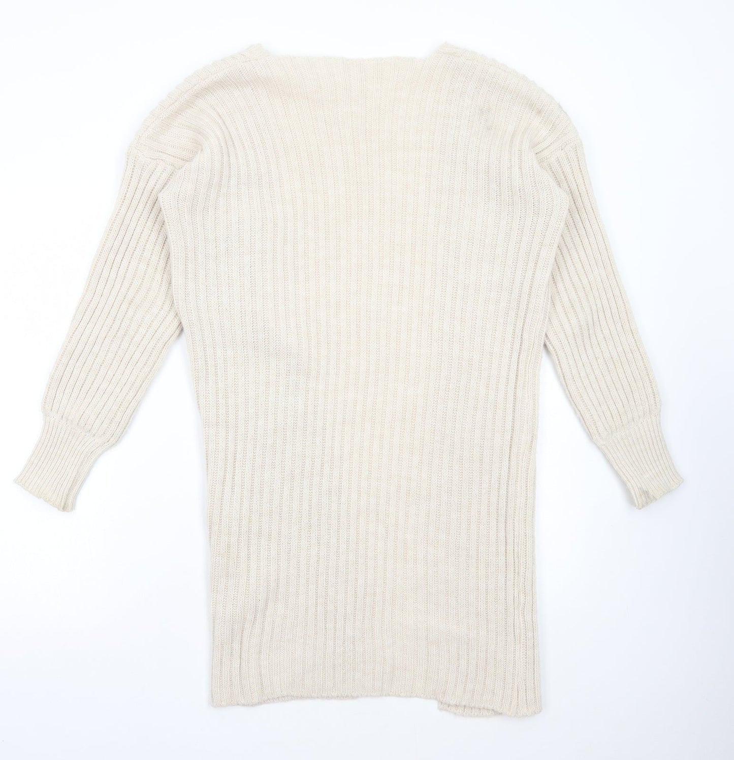 Preworn Womens Beige V-Neck Acrylic Cardigan Jumper Size S