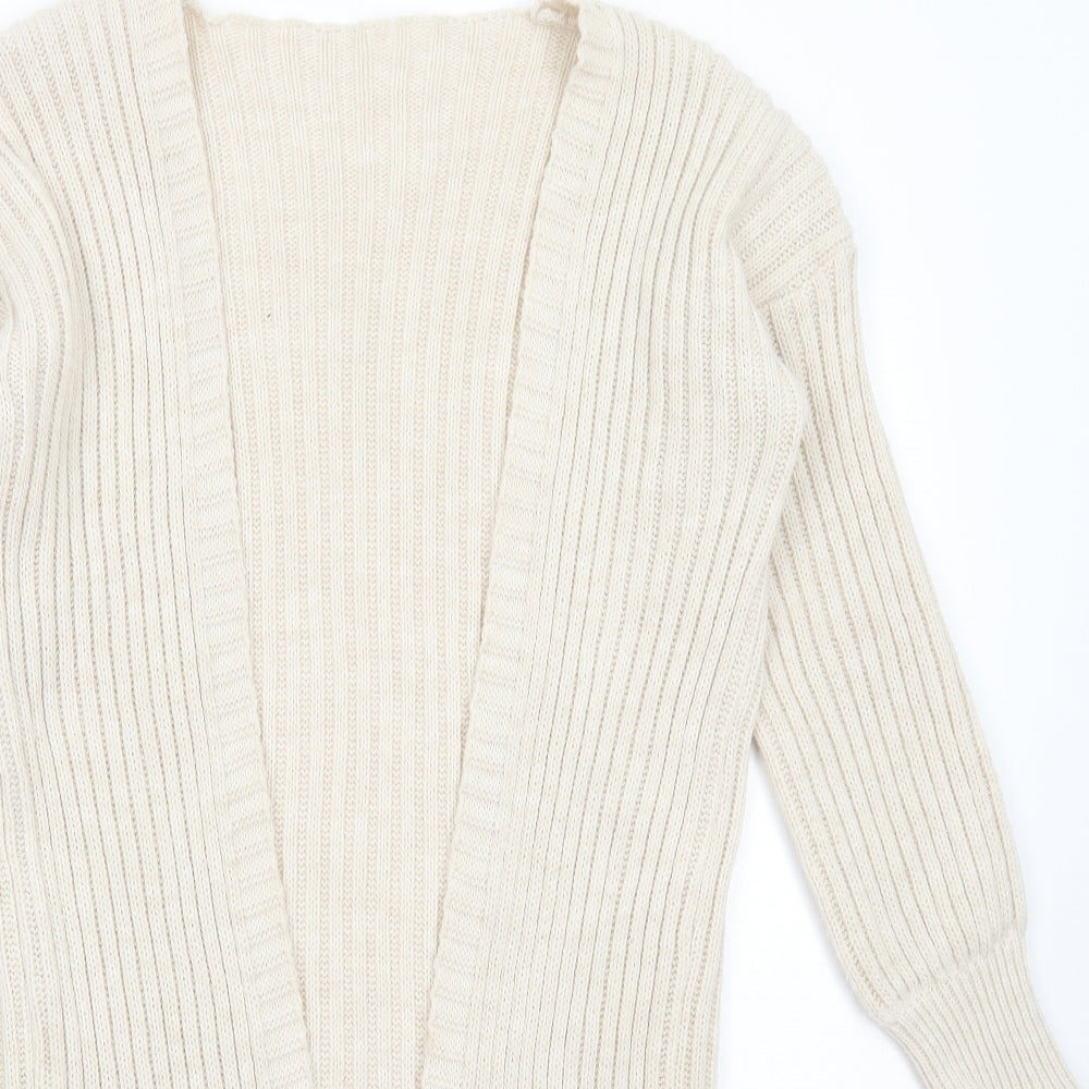 Preworn Womens Beige V-Neck Acrylic Cardigan Jumper Size S