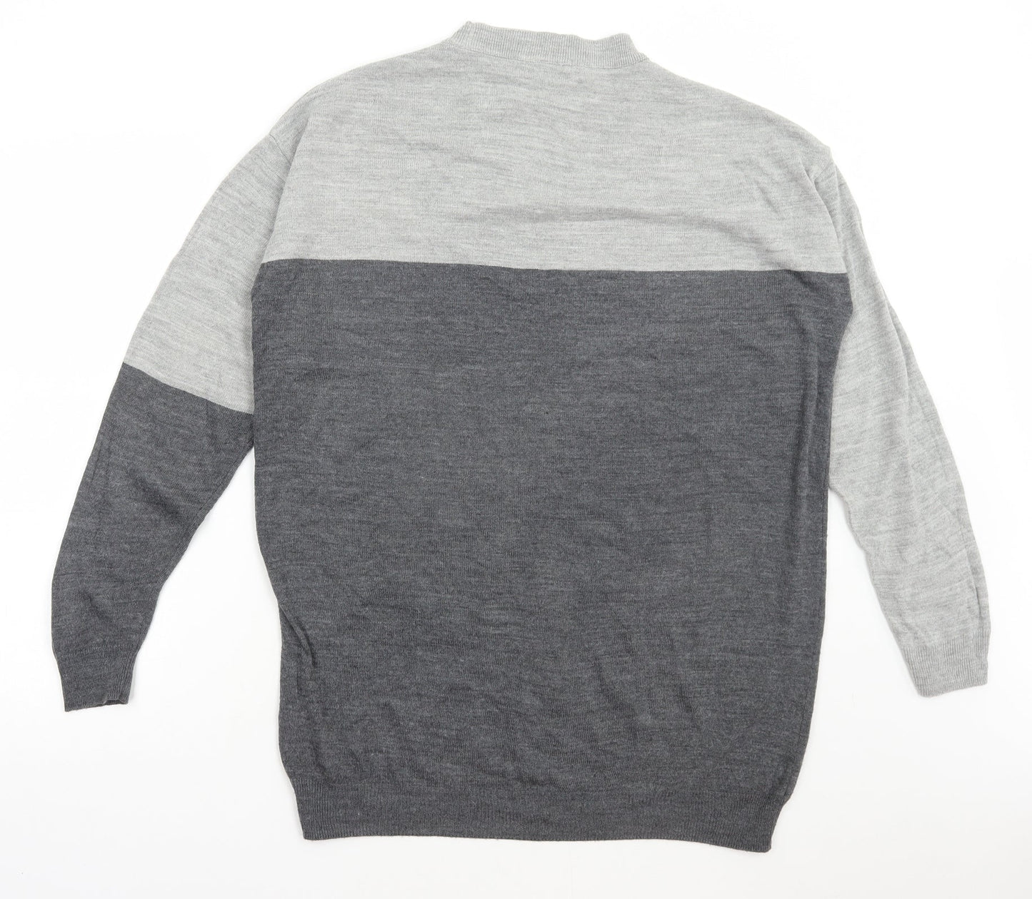 Matalan Womens Grey Round Neck Geometric Acrylic Pullover Jumper Size S - Star Print
