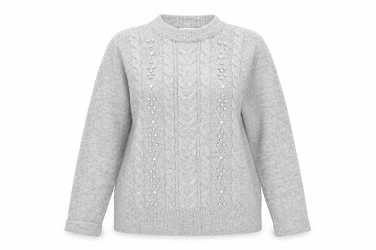 Matalan Womens Grey Round Neck Acrylic Pullover Jumper Size L