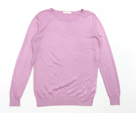 Marks and Spencer Womens Purple Round Neck Acrylic Pullover Jumper Size 8