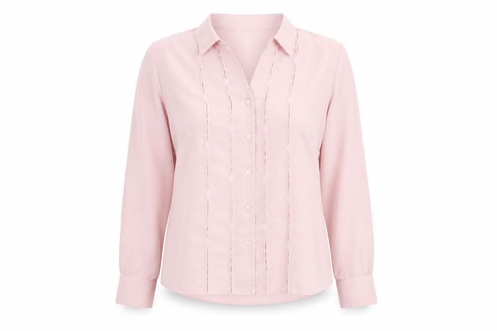FOSBY Womens Pink Polyester Basic Button-Up Size 14 Collared