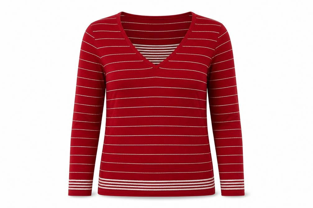 Blanca Womens Red Scoop Neck Striped Viscose Pullover Jumper Size 12