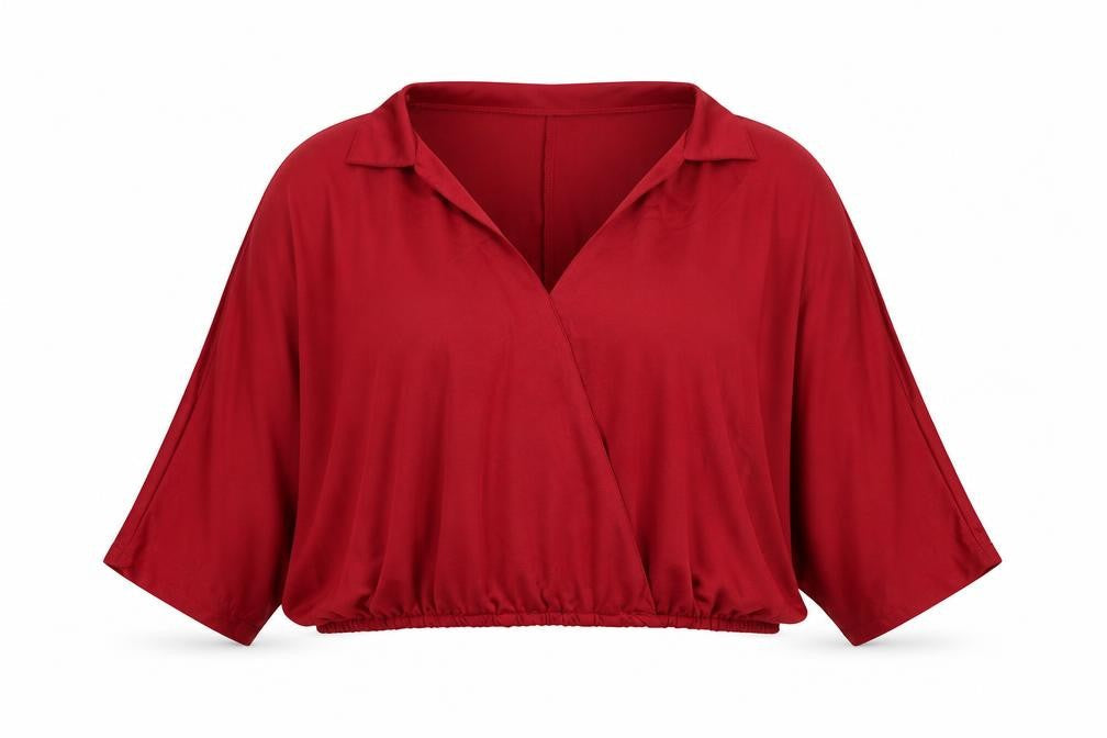 SheIn Womens Red Polyester Basic Blouse Size 3XL V-Neck