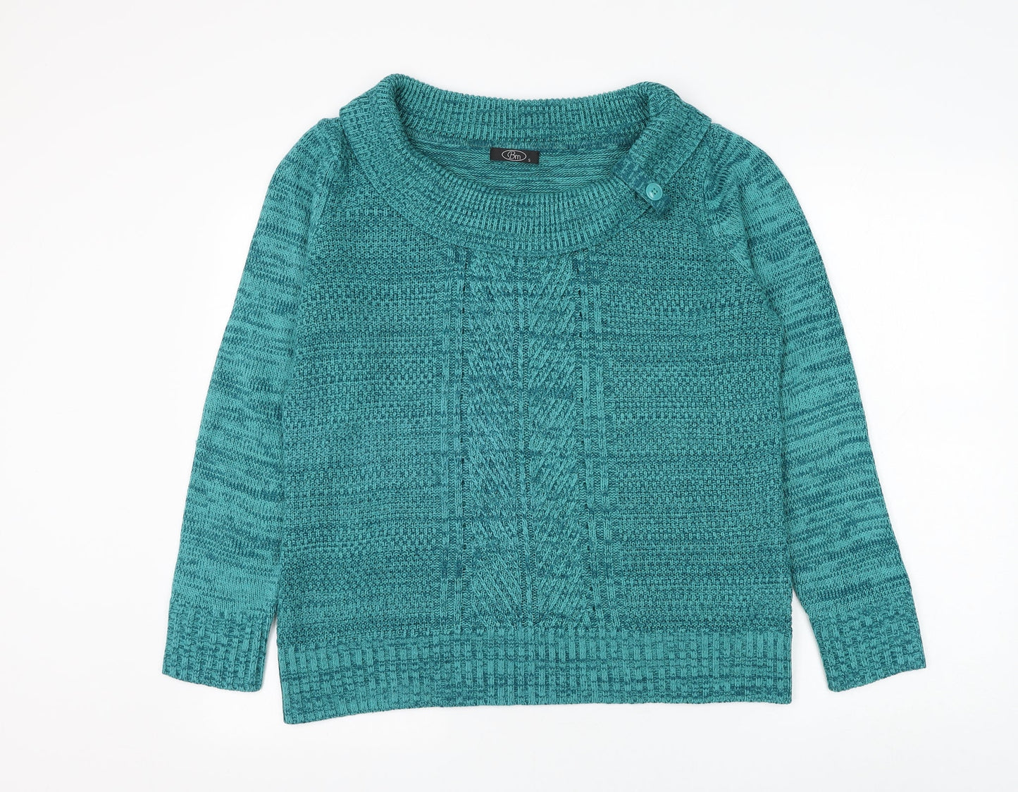 Bonmarché Womens Blue Boat Neck Acrylic Pullover Jumper Size S