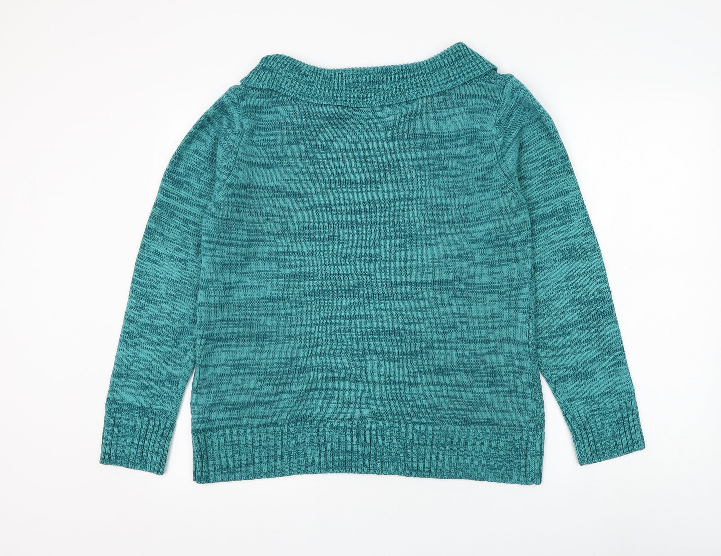 Bonmarché Womens Blue Boat Neck Acrylic Pullover Jumper Size S