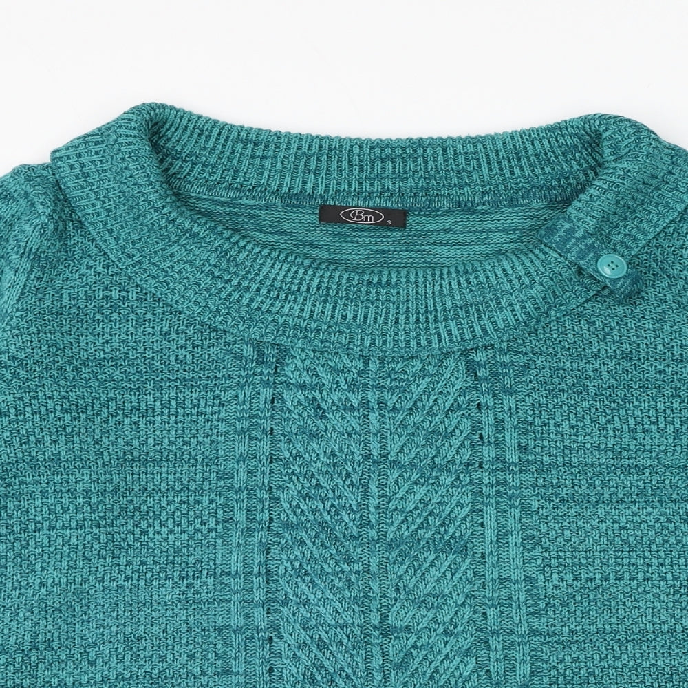 Bonmarché Womens Blue Boat Neck Acrylic Pullover Jumper Size S