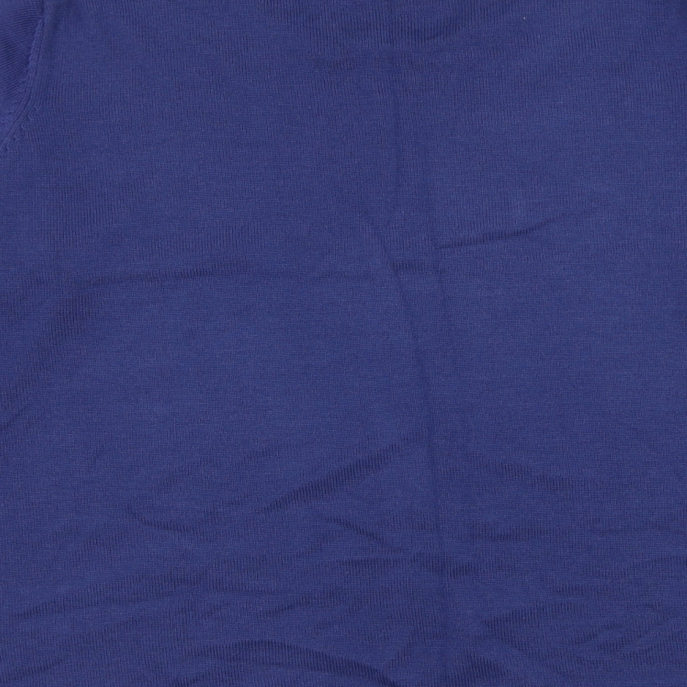 Chianti Womens Blue Round Neck Geometric Acrylic Pullover Jumper Size L