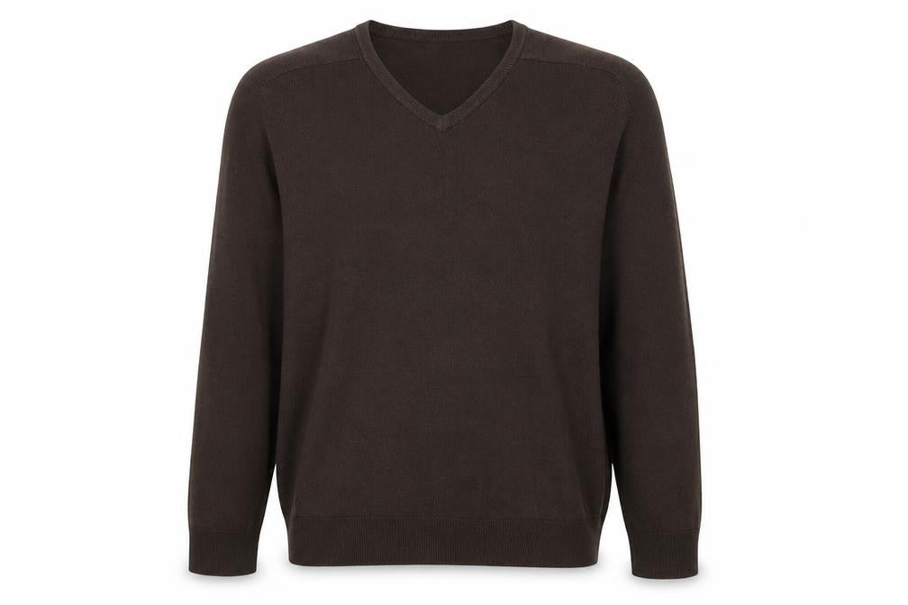 Marks & Spencer Mens Brown V-Neck Acrylic Pullover Jumper Size M