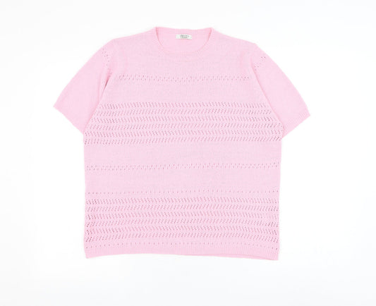 Berkertex Womens Pink Round Neck Acrylic Pullover Jumper Size 14